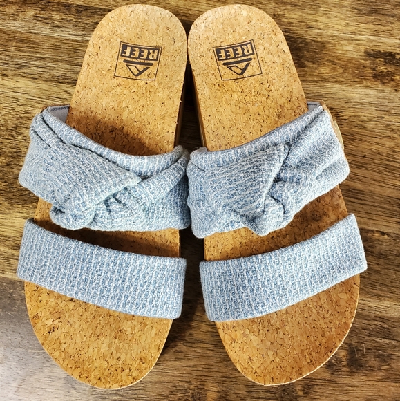 Reef Blue Double-Strap Sandals with Cork Footbed - Picture 2 of 7